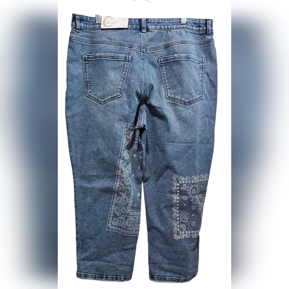 Cato Est. 1946 Denim Blue Boho Patterned Women Hi-Rise Crop Jeans Size 16W NWT - Picture 3 of 16